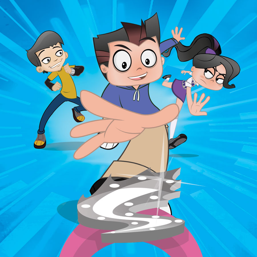Guy works with his sister and best friend to fight crime. dhx media